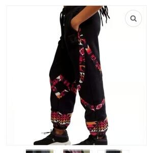 Free People Snow Flow Pants sweatshirt Top Printed Stripe Ribbed S NEW